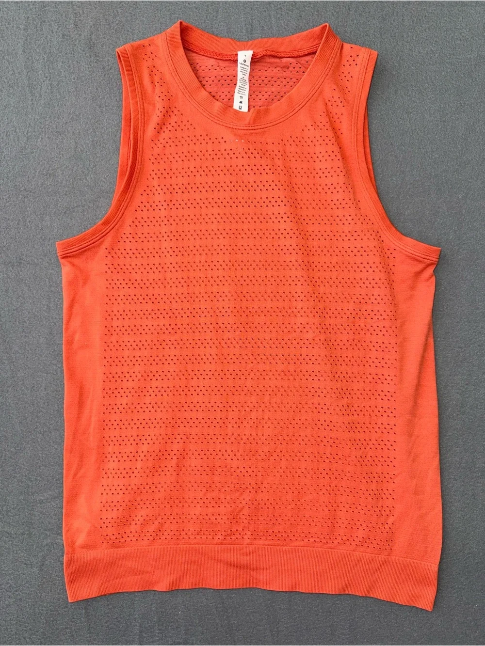 Lululemon Seamless Mesh Knit Sleeveless Tank Top Coral Orange Size 4